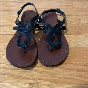 Kelly & Katie Black Sandals with Braided Design